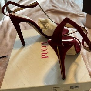 Emilio Pucci burgundy suede sandals
